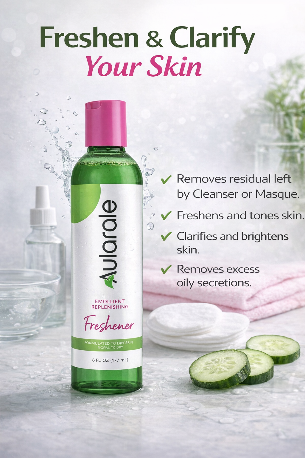 Emollient Replenishing Freshener/Toner Formulated for Normal to Dry Skin / 6oz.
